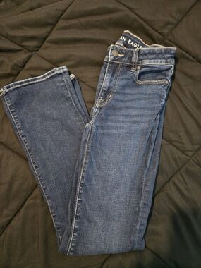 American Eagle High-Rise Skinny Kick Jeans | 000 Short | Dark Wash | EUC